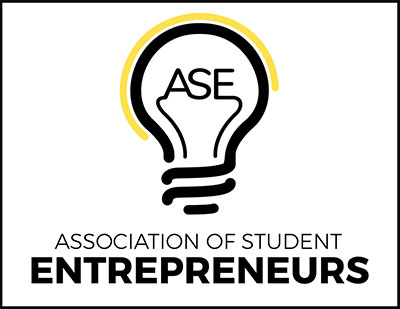 Logo of Association of Student Entrepreneurs featuring a light bulb design with ASE letters.